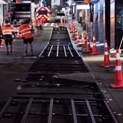 Building a temporary walkway in one of Auckland’s busiest streets